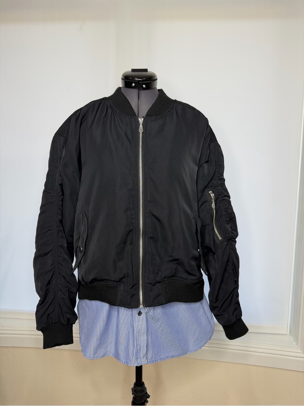 Zara Black Bomber Jacket